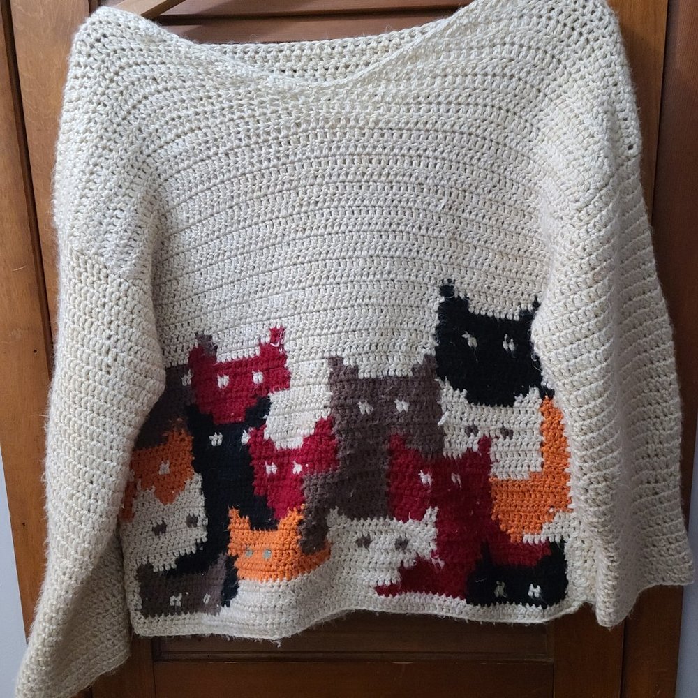 Handmade Cat Crochet Sweater - Picture 1 of 1
